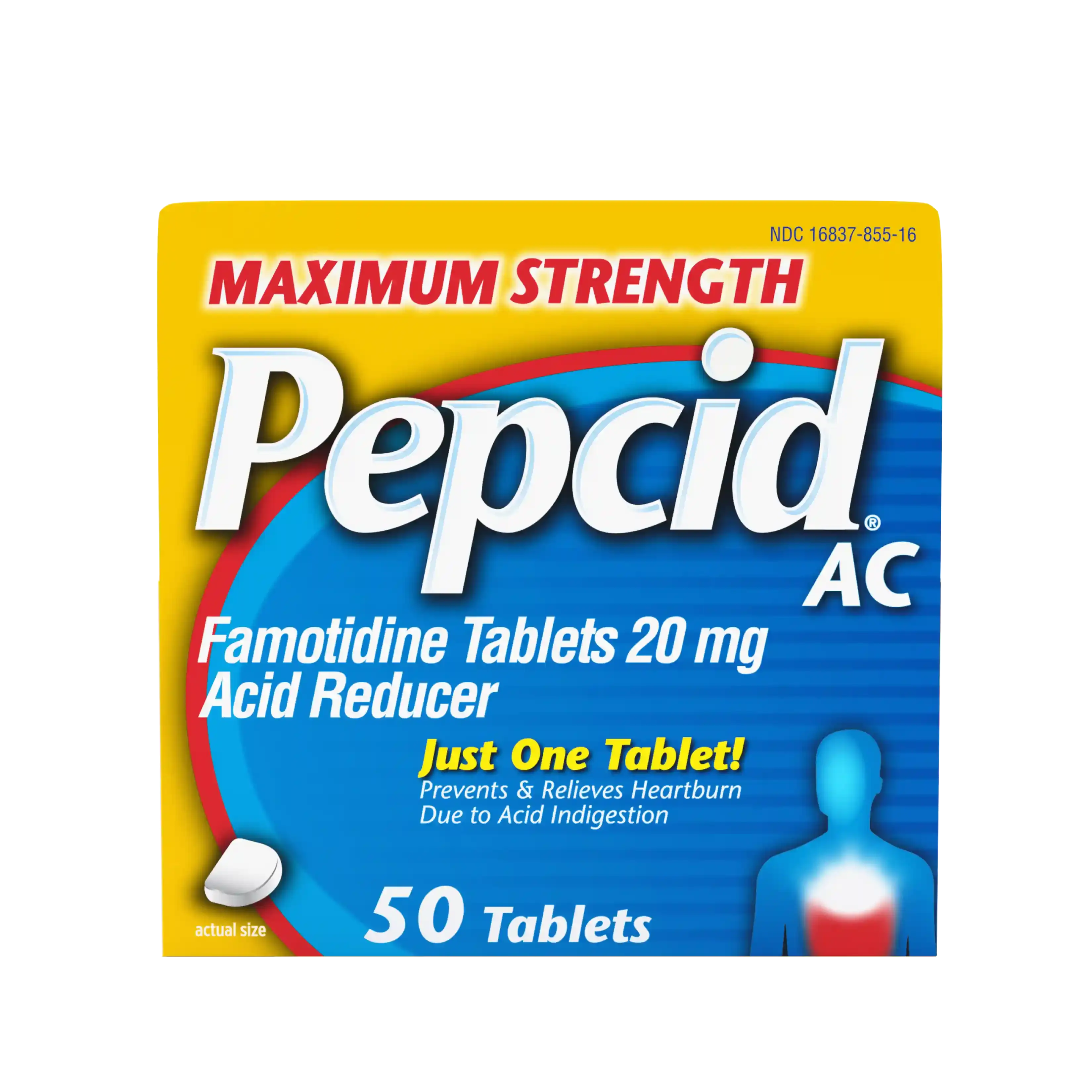 Maximum Strength PEPCID AC® Tablets front pack