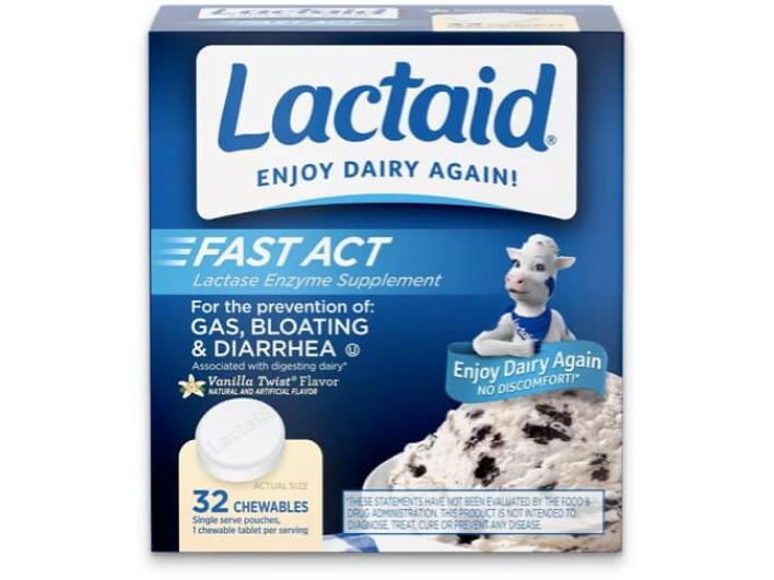 Lactaid Fast Act Chewable Supplement to reduce symptoms of Lactose Intolerance