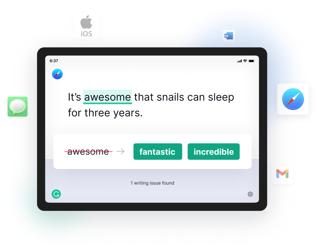 Get real-time writing suggestions in all your favorite apps with Grammarly for iPad.