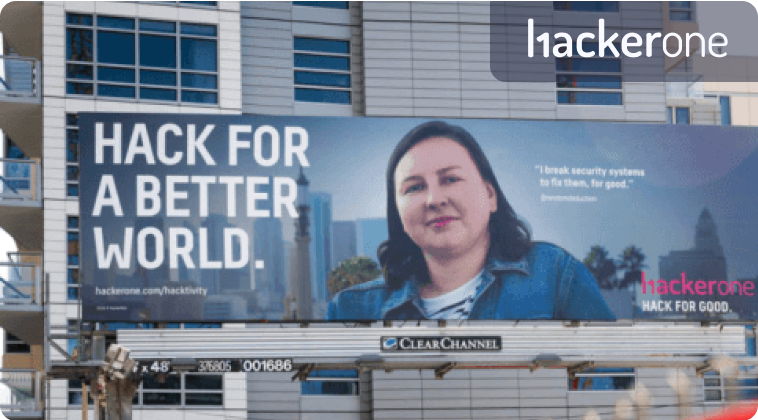 Woman on a billboard showing HackerOne