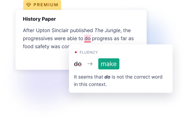 Fluency suggestion in the Grammarly product