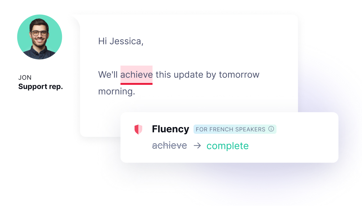 Grammarly suggestion showing a correction from achieve to complete