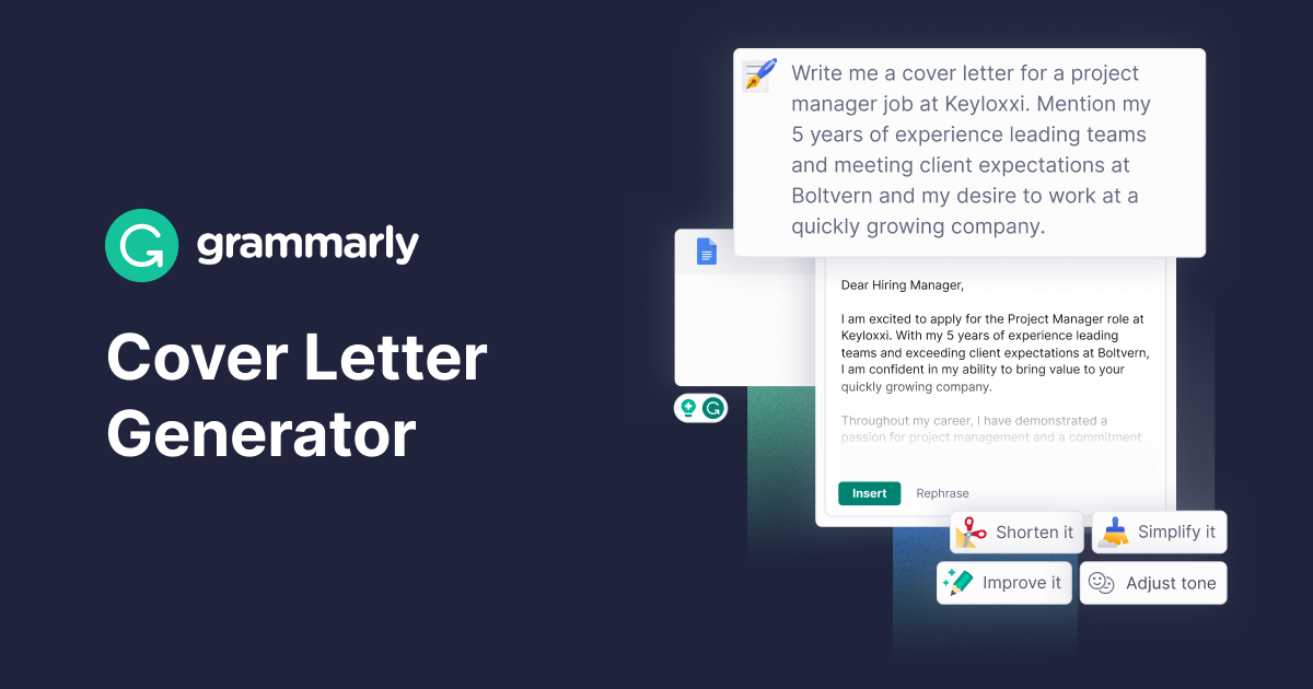 cover letter writer grammarly