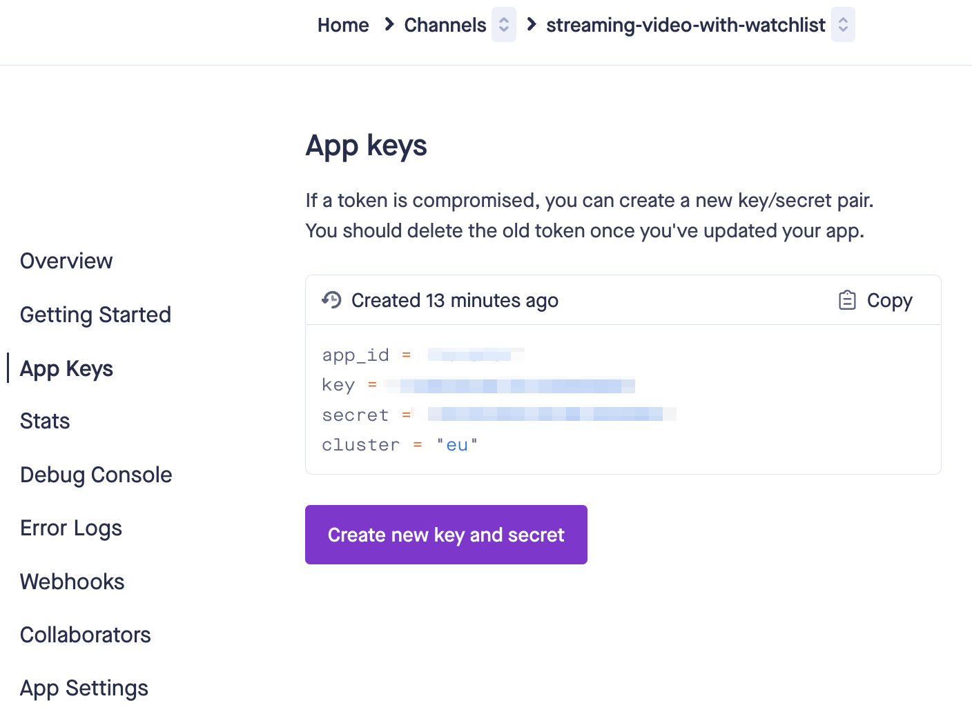 pusher-channels-watchlist-tutorials-app-keys