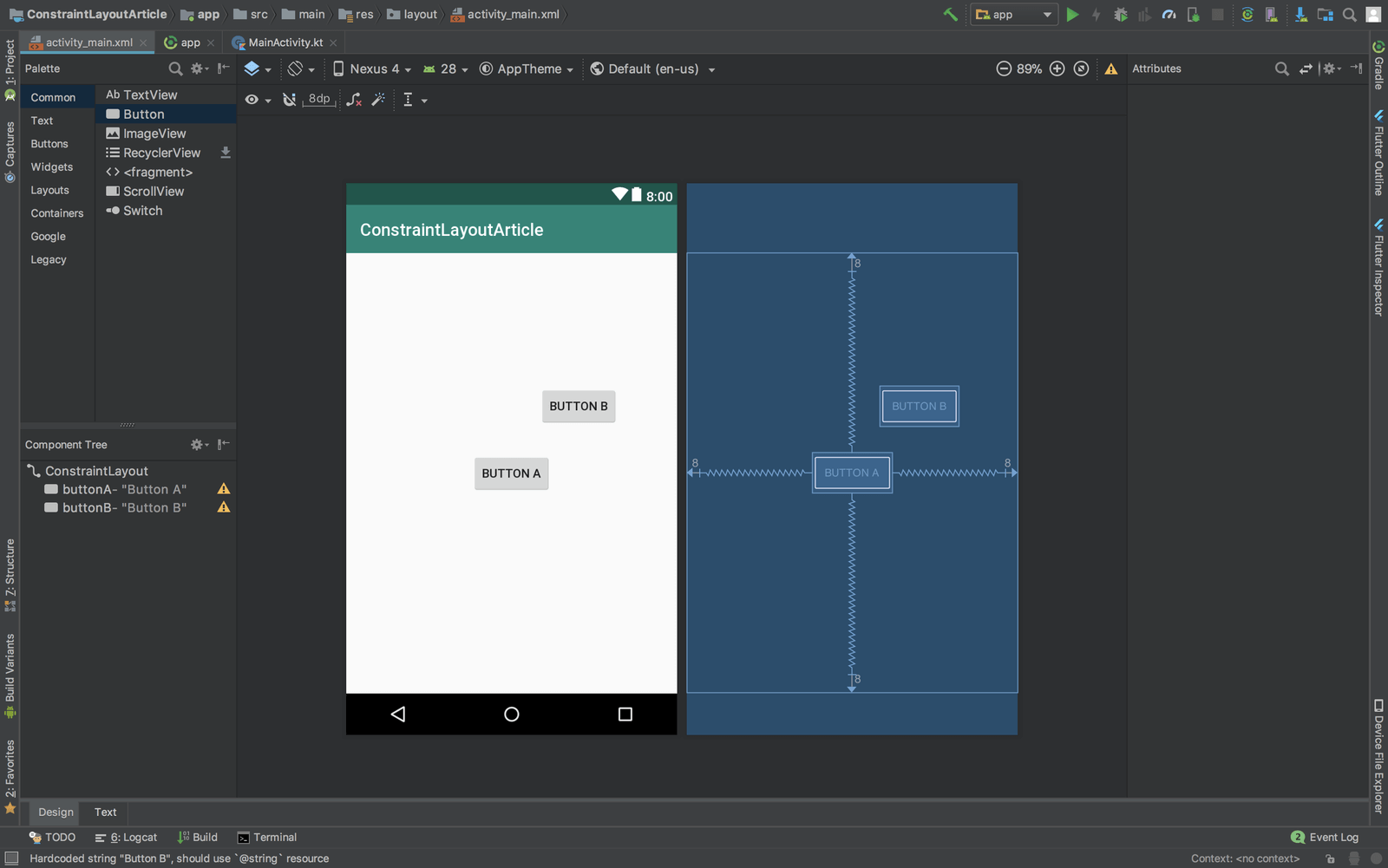 Bắt đầu với ConstraintLayout trong Kotlin. Phần 2: Hiểu về Constraints,  Bias và Chains