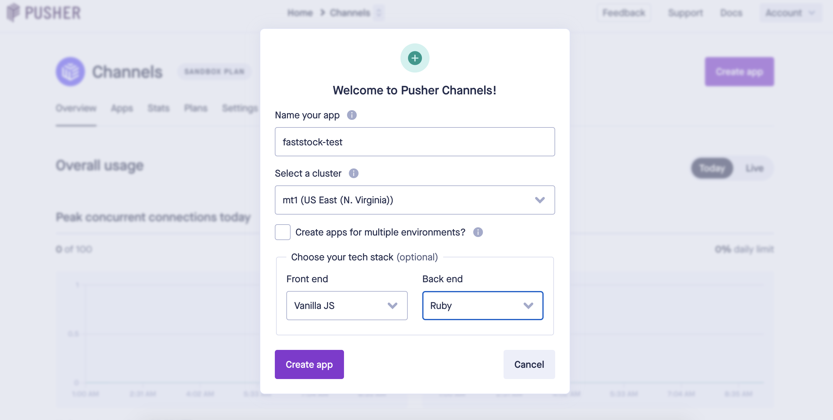 Create a channels app for stock ticker demo