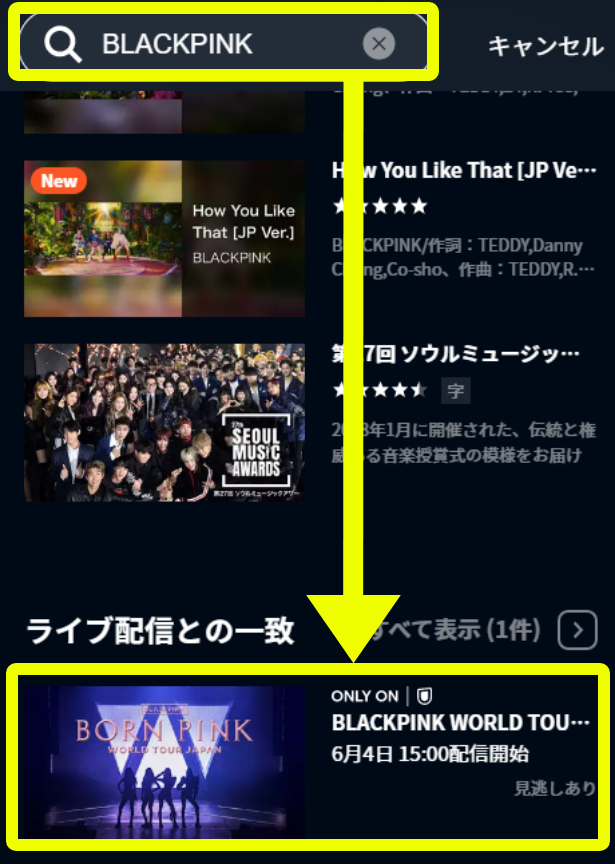 U-NEXT BLACKPINK WORLD TOUR [BORN PINK] JAPAN 申し込み・視聴手順4