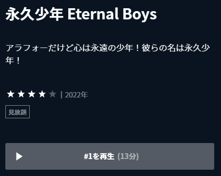 U-NEXT TVアニメ『永久少年 Eternal Boys』再生ページ画面キャプチャ