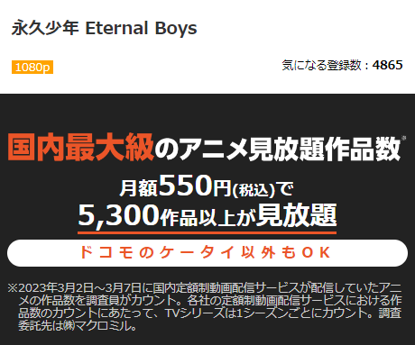 dアニメストア TVアニメ『永久少年 Eternal Boys』再生ページ画面キャプチャ
