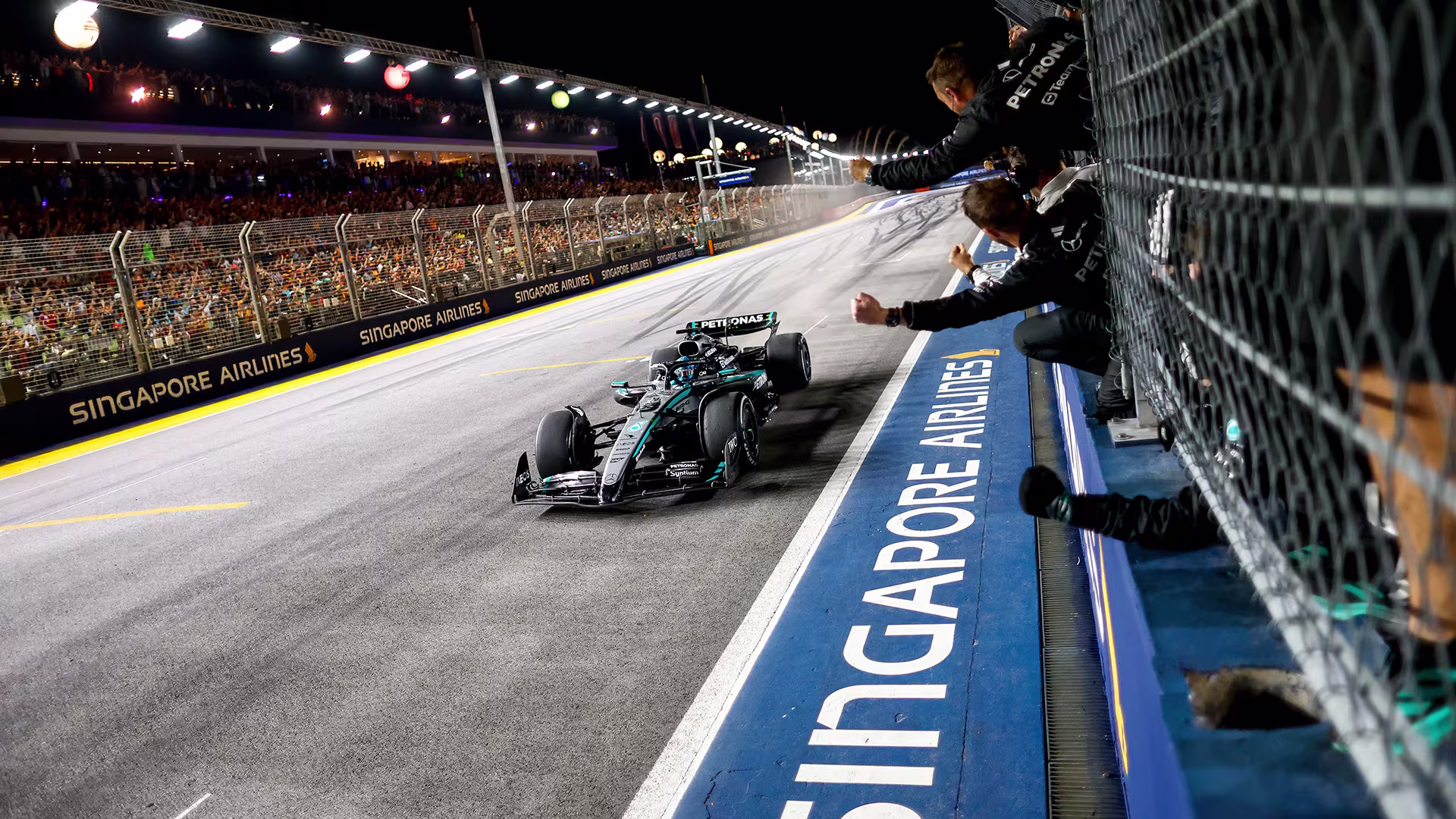 George Russell celebrating a Grand Prix victory
