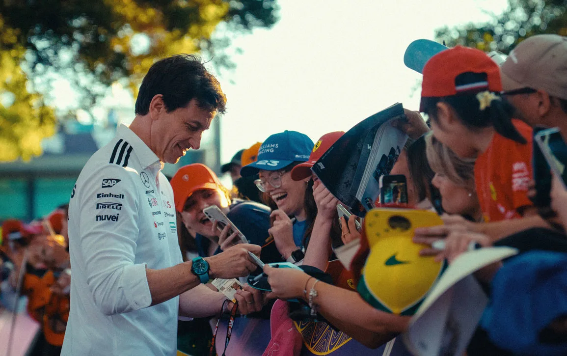 Toto, seen here signing autographs on the famous Melbourne walk in 2025, is always a fan favourite Down Under. 