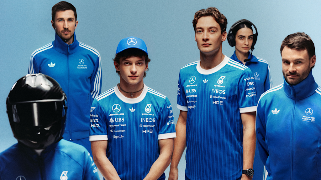 Explore the adidas x Mercedes-AMG F1 Blue Wonder Collection