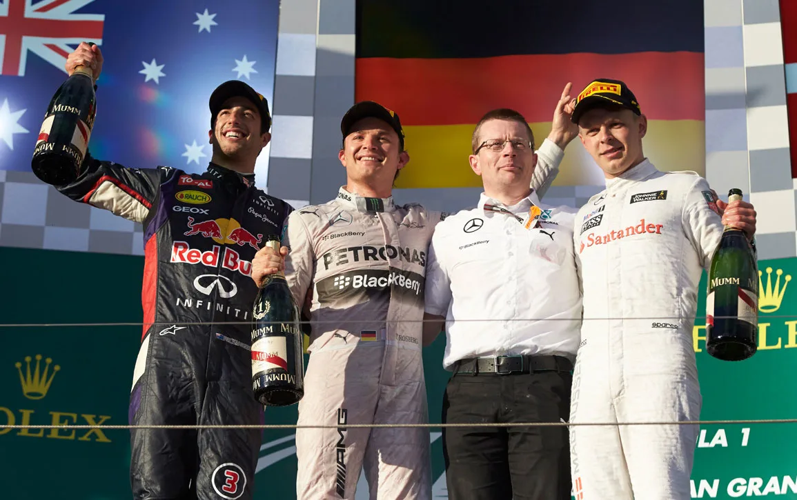 Daniel Ricciardo stood on the Australian GP podium alongside Nico in 2014, but would later be disqualified, meaning an Australian ihas never been classified in the top three at their home race. 