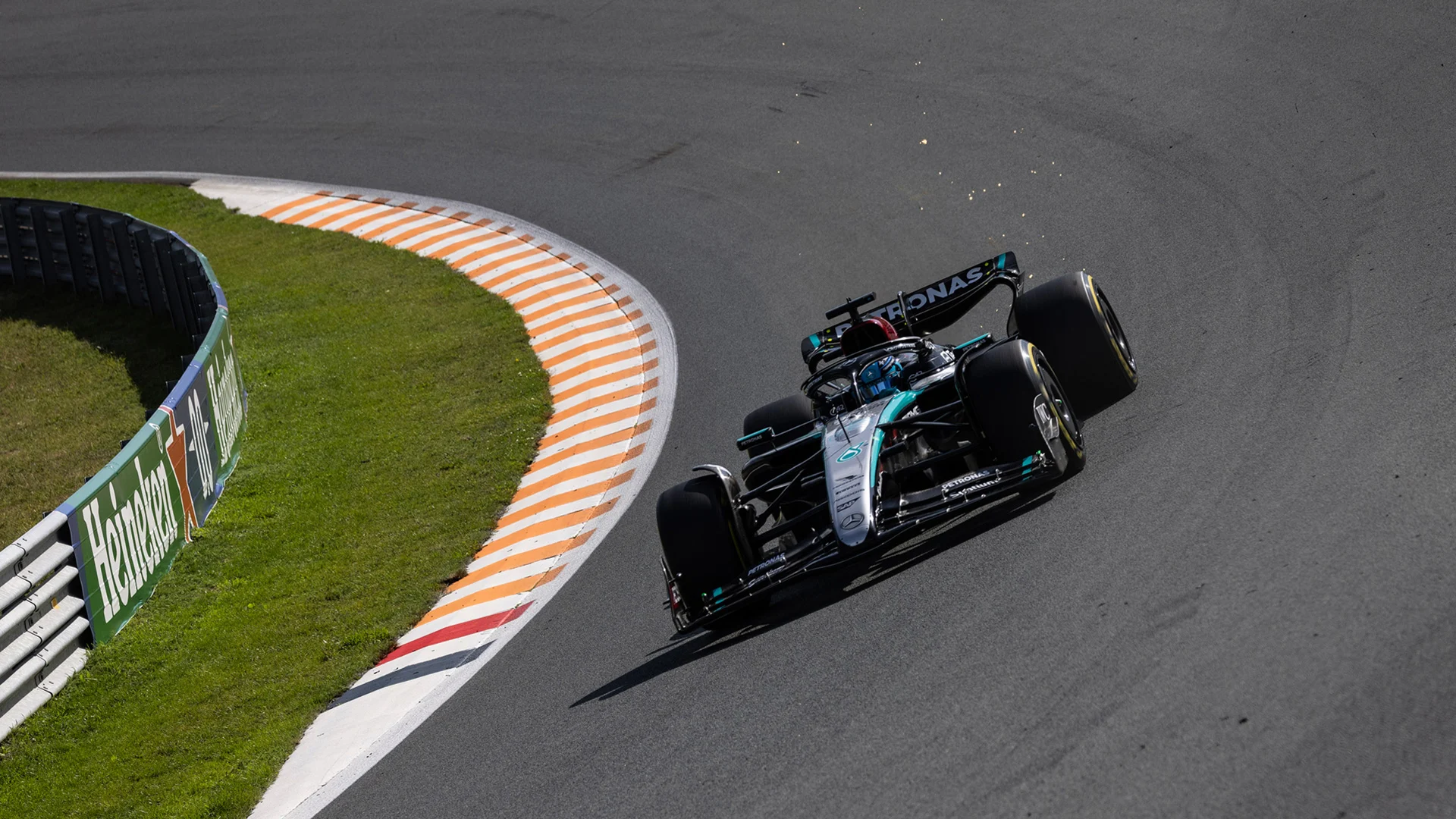 A Mercedes-AMG Petronas Formula 1 car on track