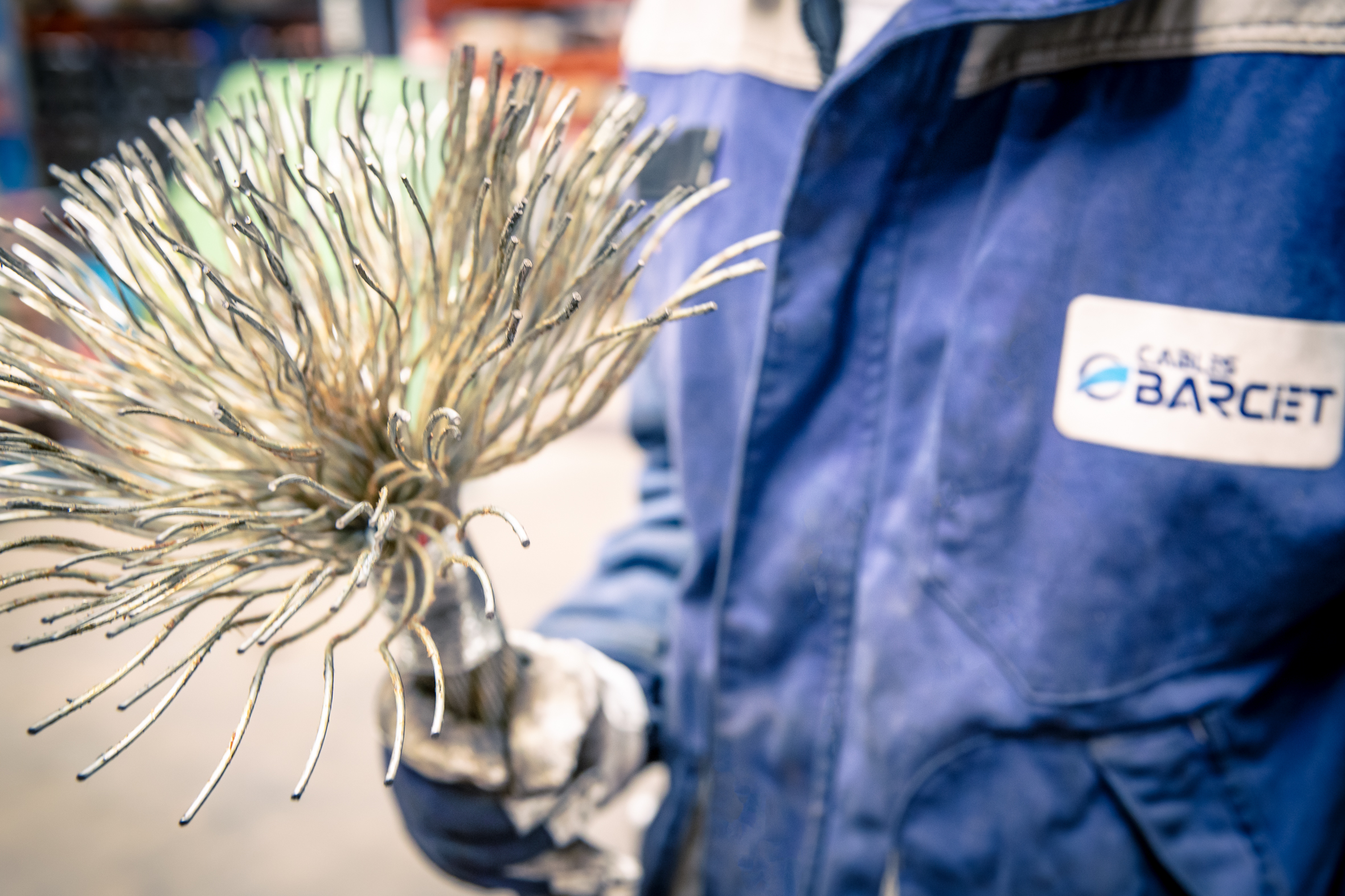 pompon d'un câble acier de gros diamètre 