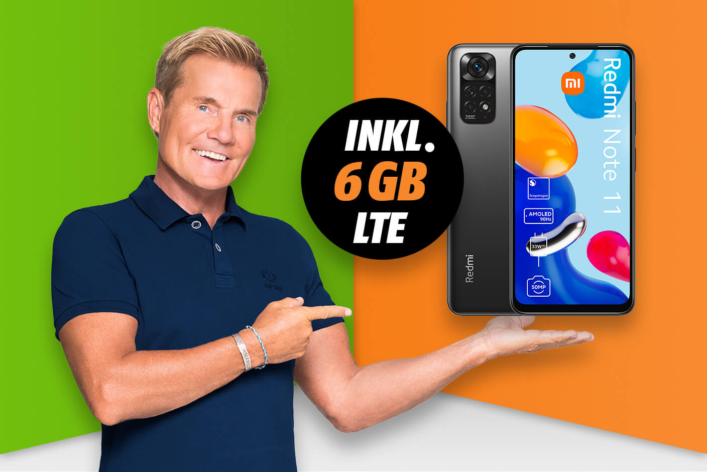 Xiaomi Redmi Note 11 Dieter Bohlen zeigt auf Xiaomi Redmi Note 11 mit 6GB Störer