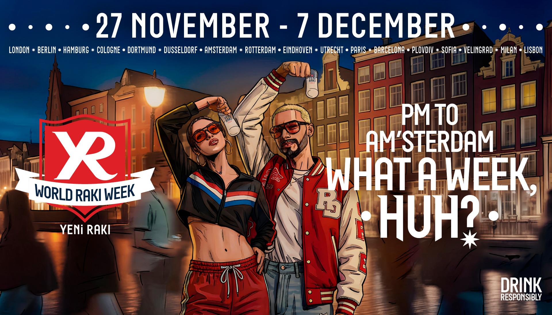 Promotional banner for World Raki Week, dated 27 November to 7 December.