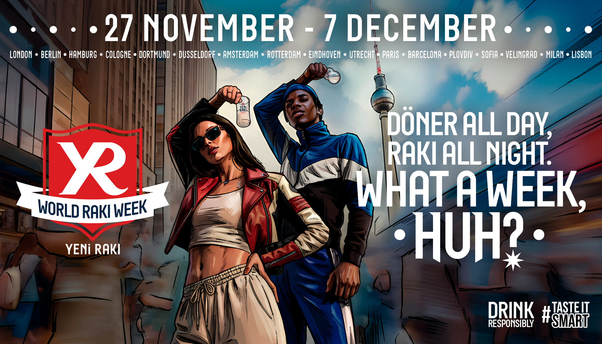 Promotional banner for World Raki Week, dated 27 November to 7 December.