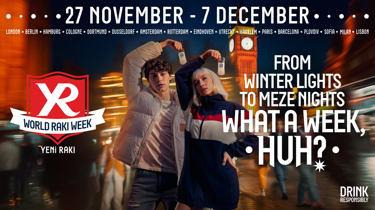 Promotional banner for World Raki Week, dated 27 November to 7 December.