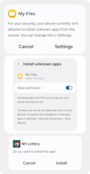 settings, allow permission, install