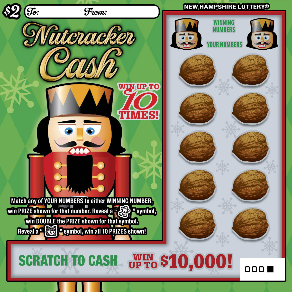 Nutcracker Cash scratch ticket from New Hampshire Lottery