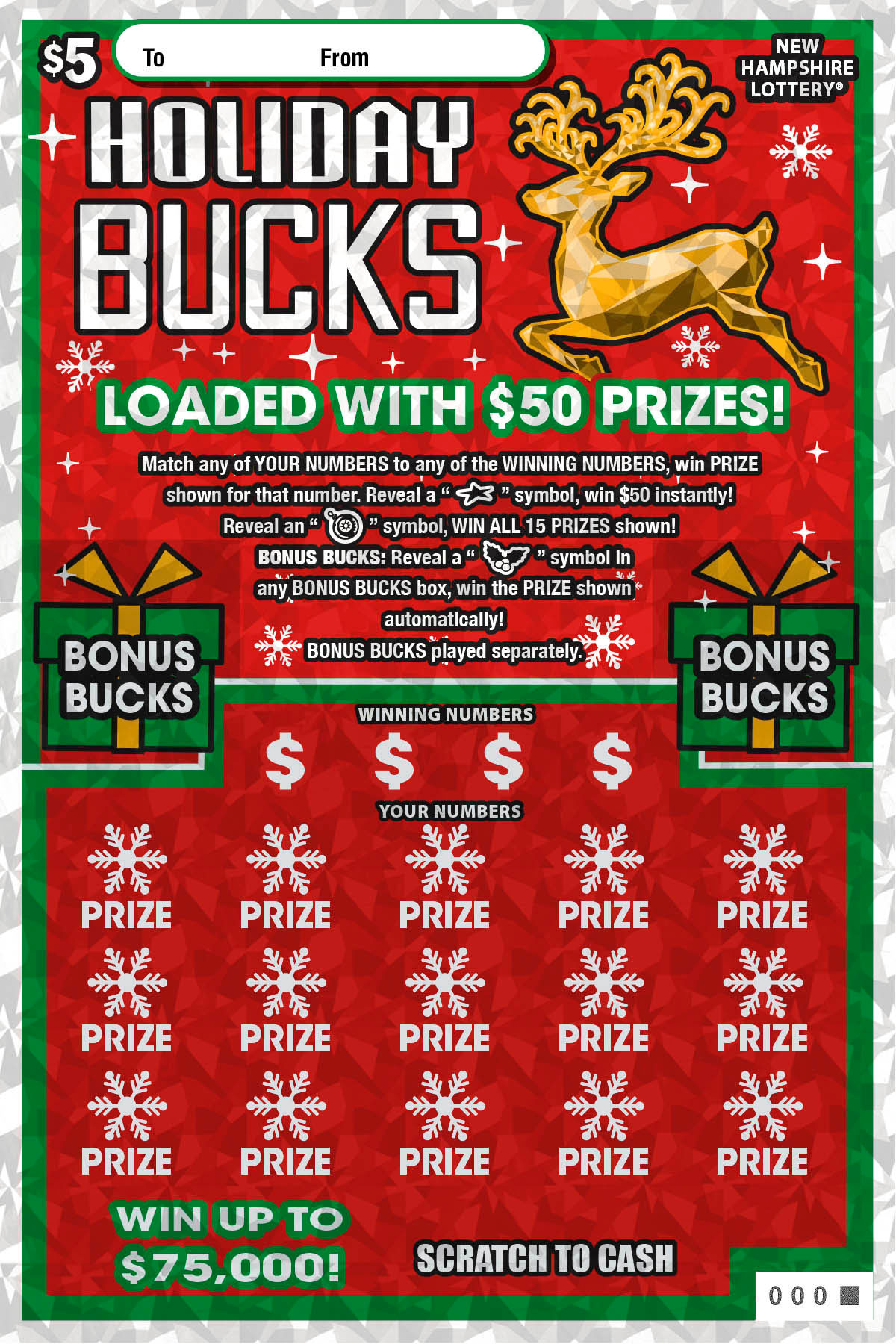 Holiday Bucks scratch-off ticket