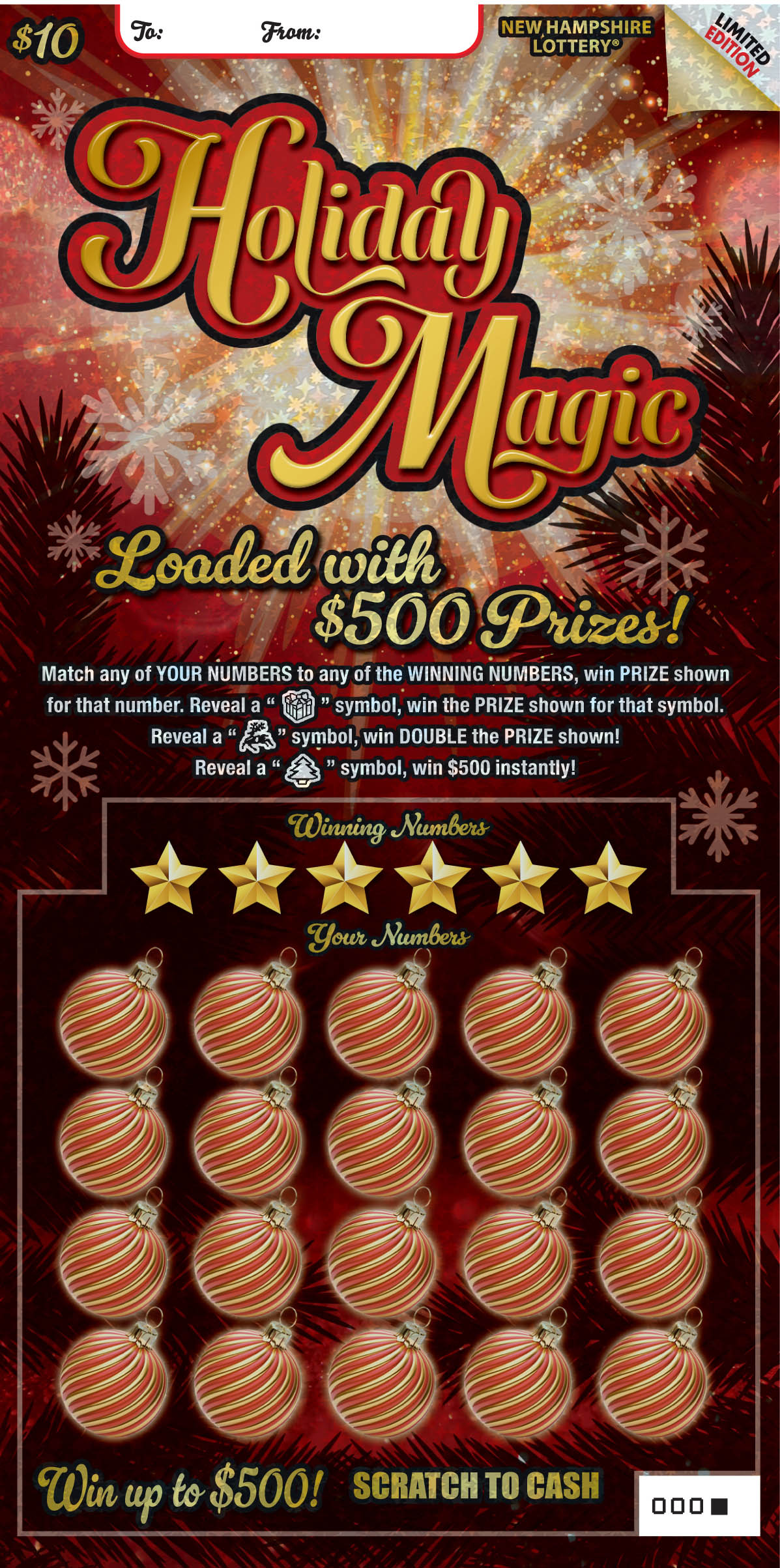 Holiday Magic scratch ticket from New Hampshire Lottery
