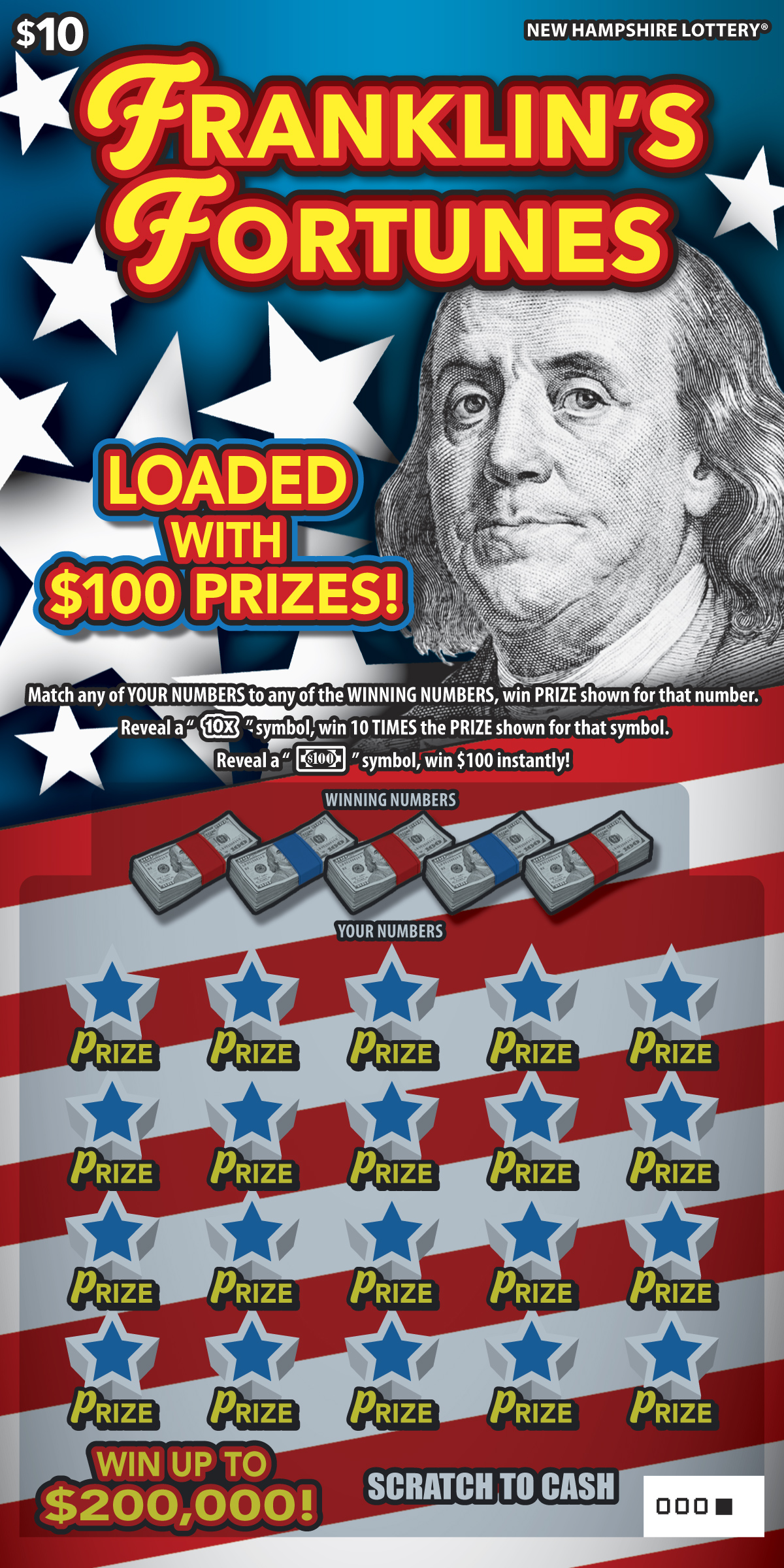 Franklin's Fortunes scratch ticket from New Hampshire Lottery