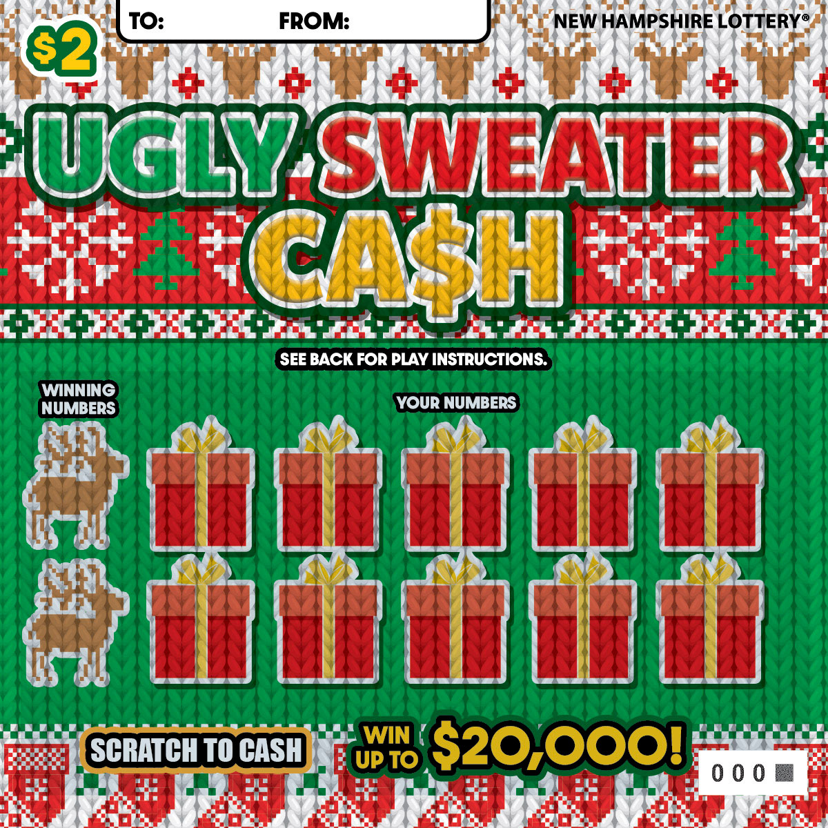 Ugly Sweater Cash scratch-off ticket