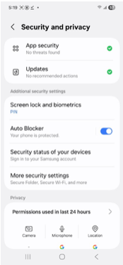 security settings