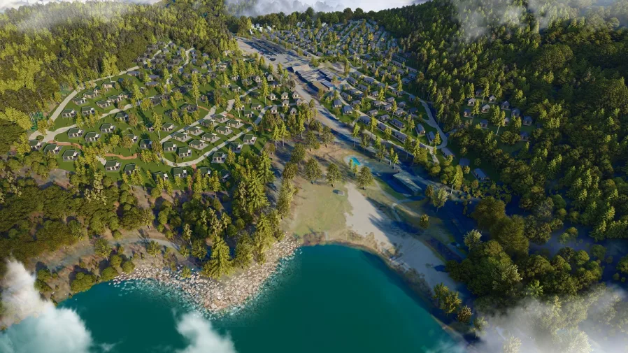 EuroParcs Biggesee Rendering overview holiday park