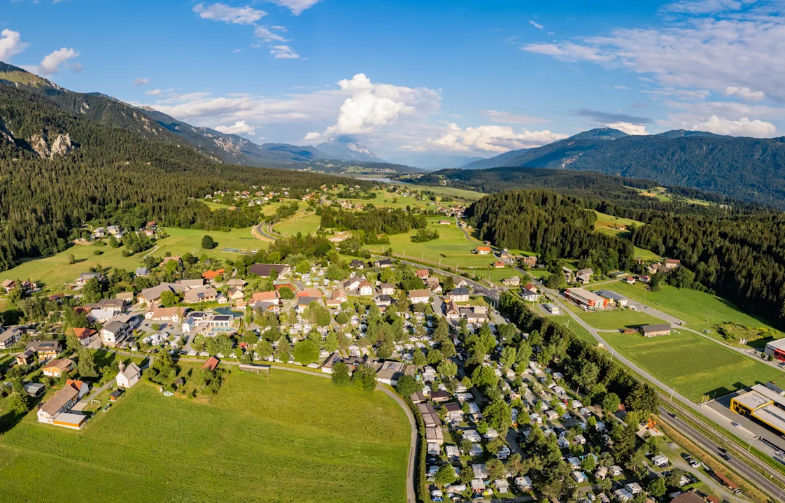 EuroParcs Hermagor Nassfeld Drone Camping Mountains Overview