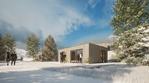 EuroParcs Ossiacher See rendering Enzian winter sneeuw