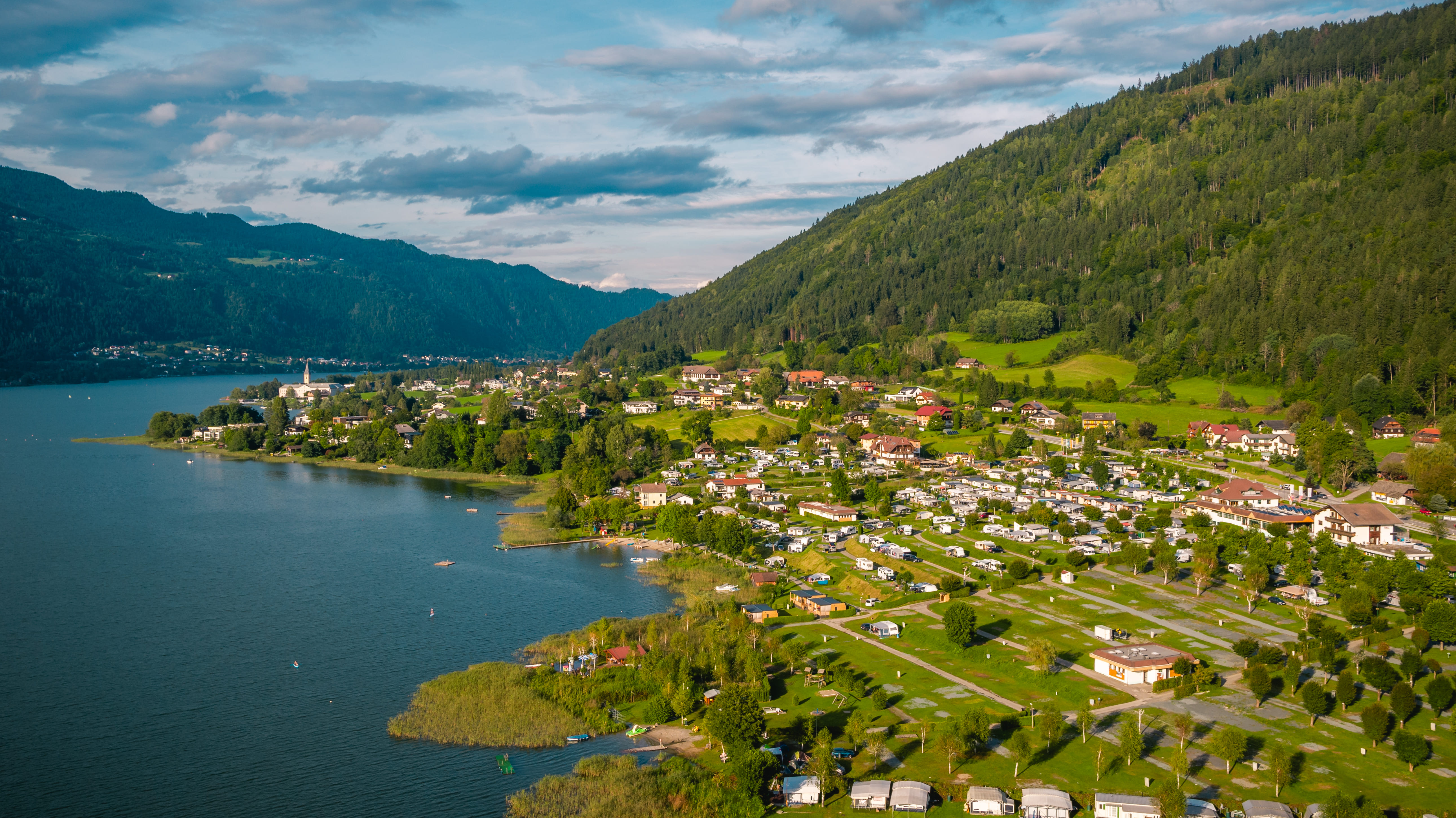 EuroParcs Ossiacher See Drone Green Water Mountains Camping