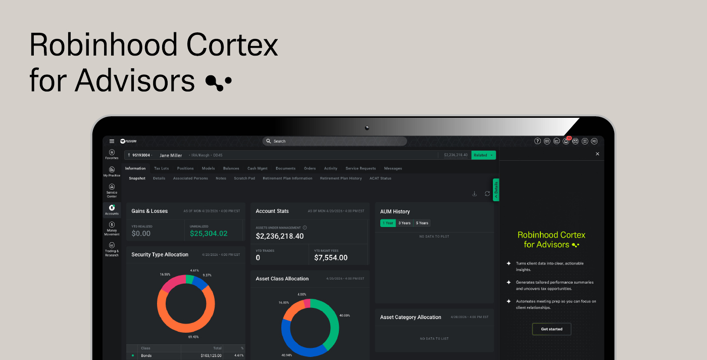 Robinhood Cortex for Advisors
