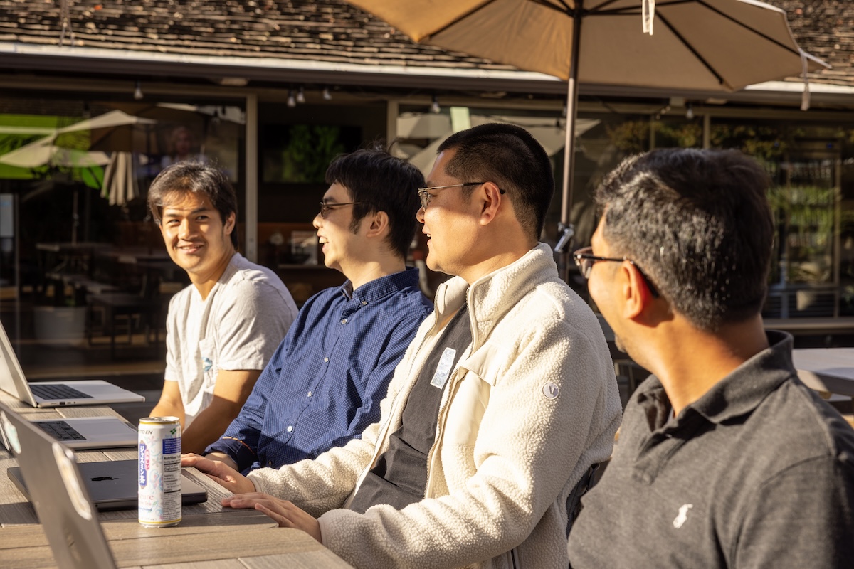 Employees in Courtyard
