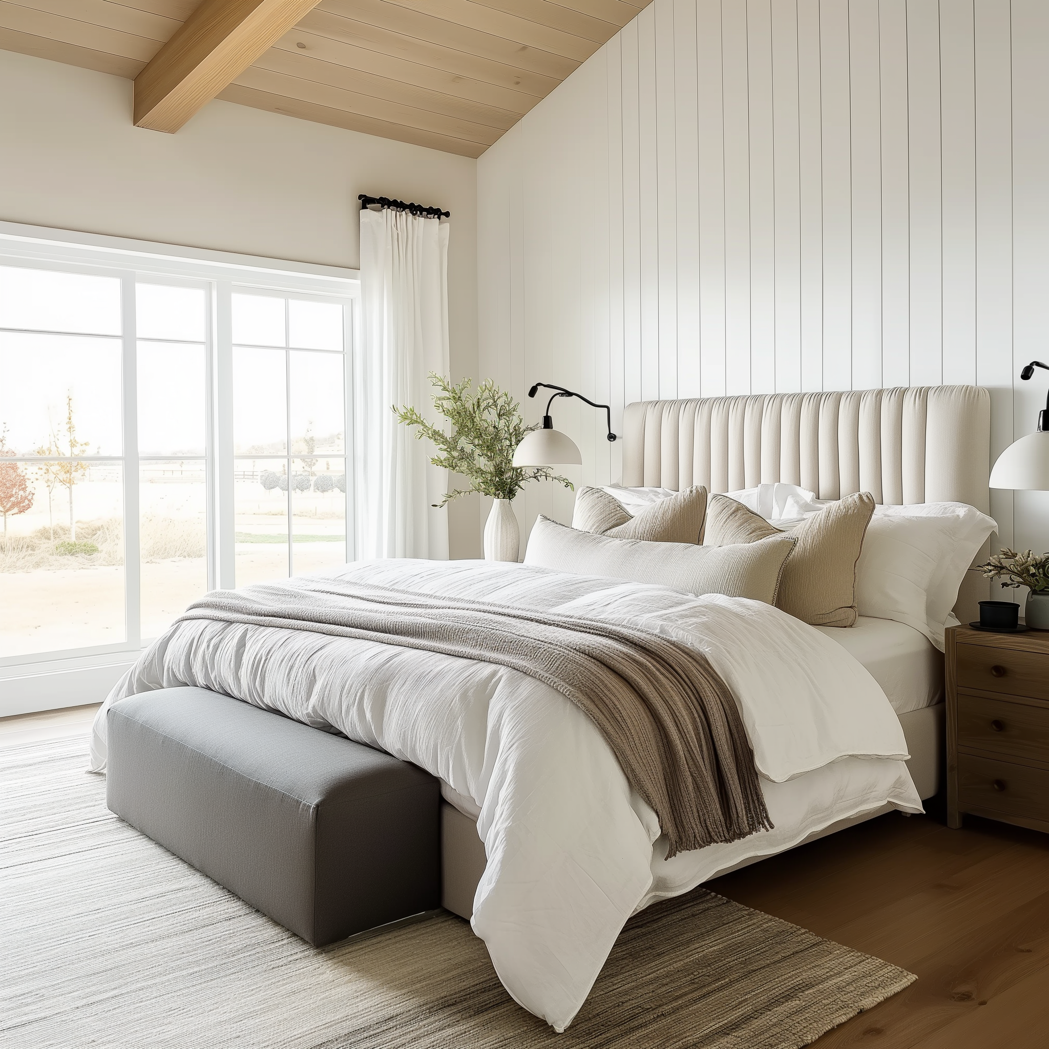 Beautifully bench at the end of the bed