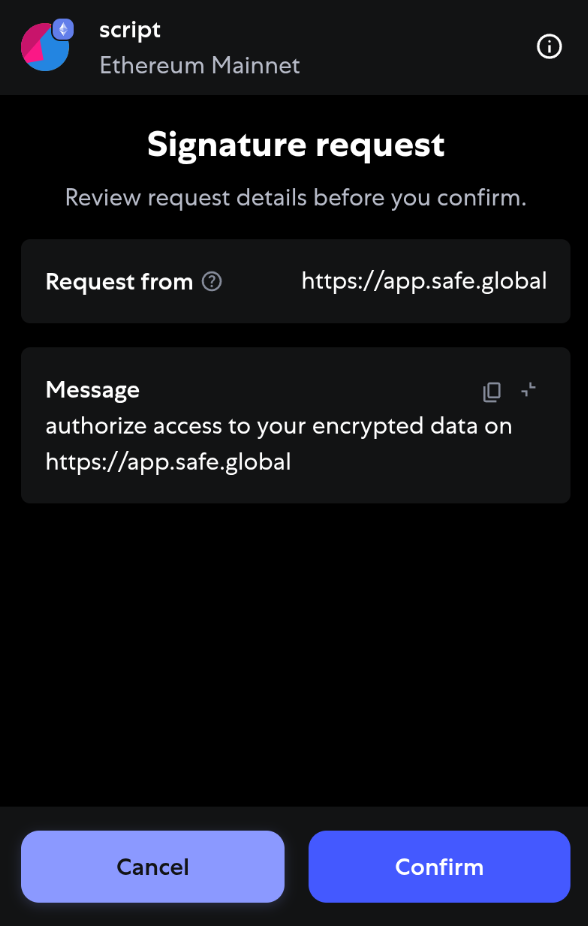 Example Encryption Authorization Message