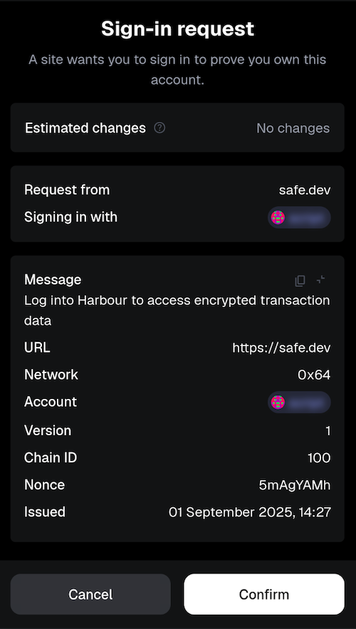 Signing in to Harbour