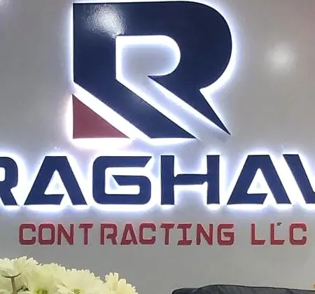 Raghav Contracting Reception — Reception Signage by Best Color Signs, Dubai