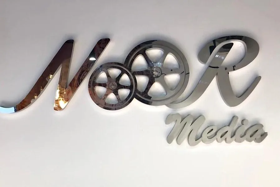 Noor Media Mirror Steel Logo — 3D Signage by Best Color Signs, Dubai