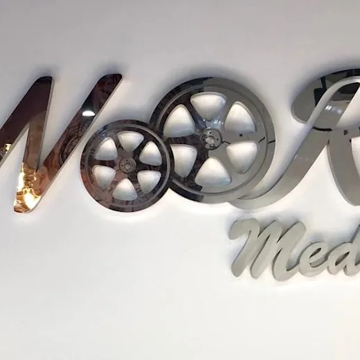 Noor Media Mirror Steel Logo — signage by Best Color Signs, Dubai
