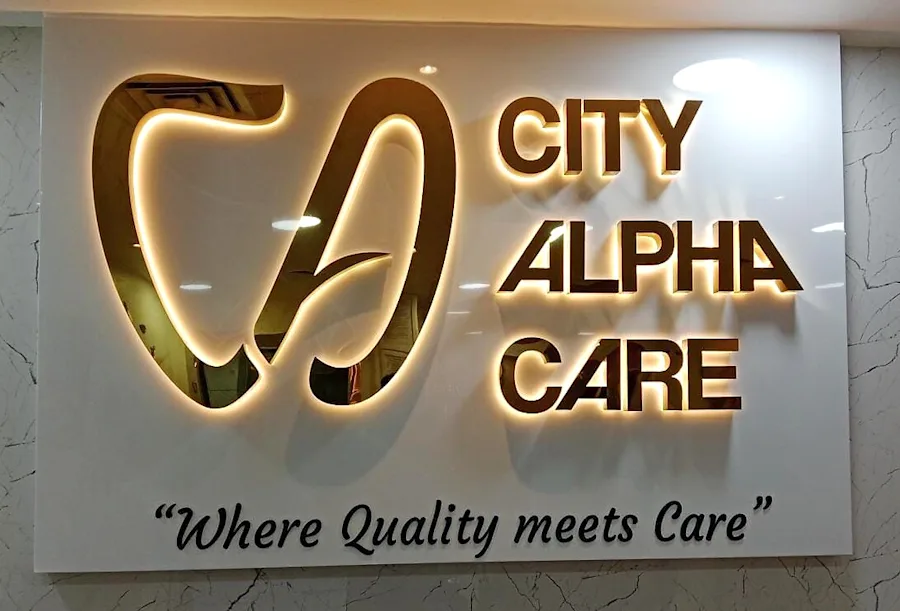 City Alpha Care Clinic Sign — Reception Signage by Best Color Signs, Dubai
