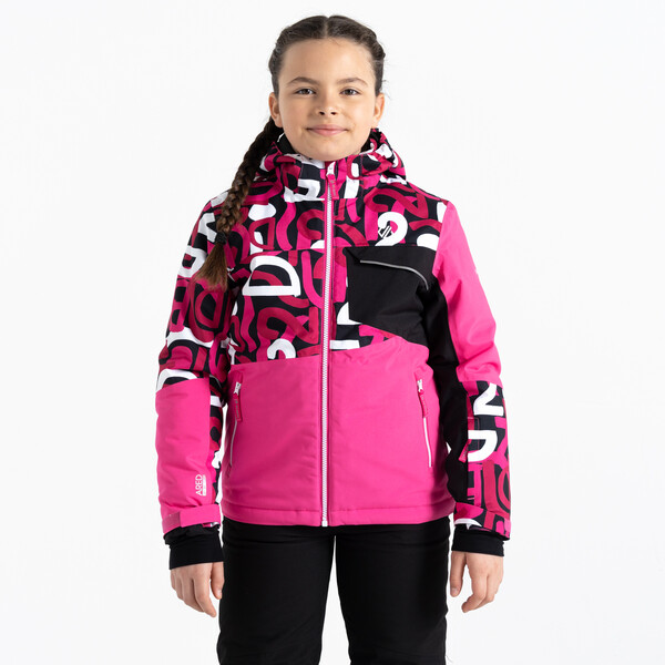 Kids' Traverse Ski Jacket in Pink and Black Graffiti