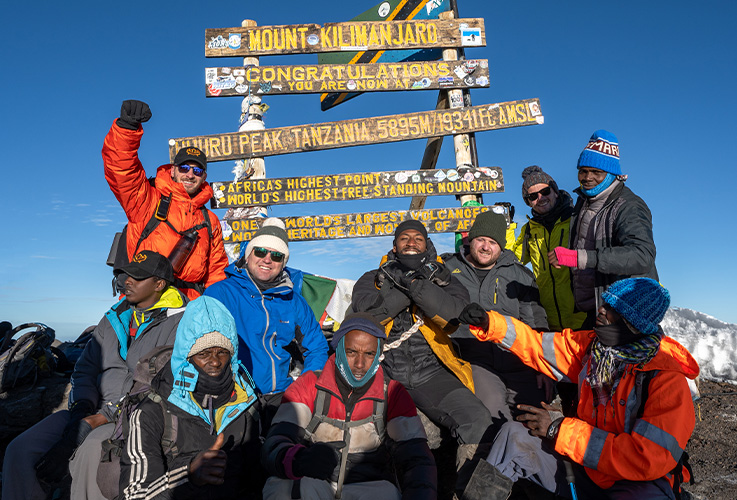 Climbers on top of Kilimanjaro