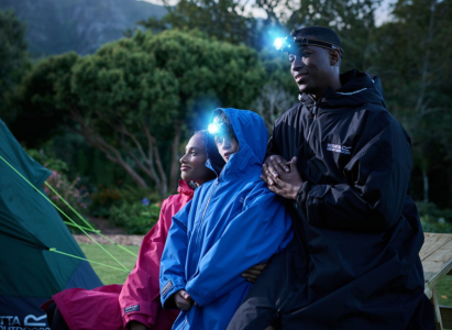 A family going to sleep at a campsite