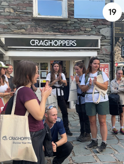 Clapping outside the Craghoppers shop