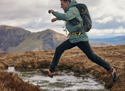 Risking getting wet in waterproof trousers