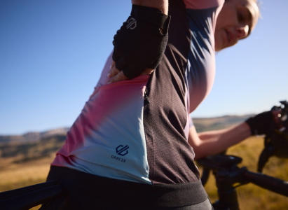 Close up shot of a women wearing dare 2b cycling clothing