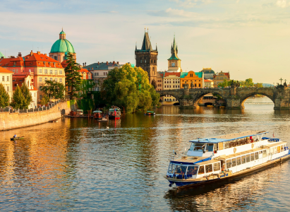 Waterfront view of Prague